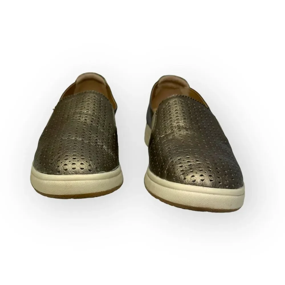Earth Origins Elin Slip On Sneaker 8.5 M Platinum Metallic Perforated Leather